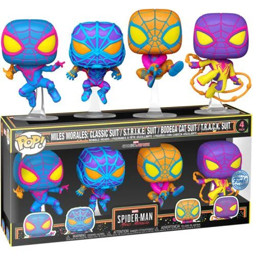 Exclusive pop pack of 4 Spider-Man figures לוגו טובי צעצועים