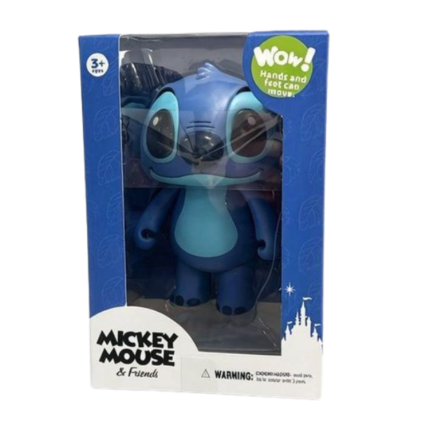 Disney Stitch – בובת סטיץ’ כחולה עומדת עם ידיים ורגליים זזות מכנית