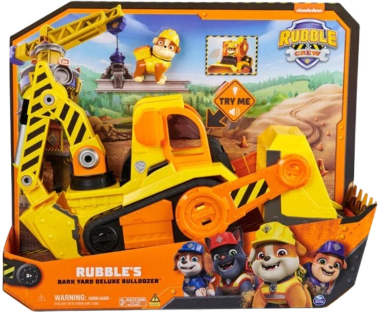 ראבל והצוות – דחפור Bark Yard Deluxe עם אורות, צלילים, כף חפירה ודמות ראבל