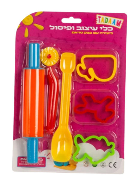 טדאם – סט כלי פיסול ועיצוב לבצק עם מערוך, גלגלת חיתוך, כלי עיצוב ו-3 תבניות