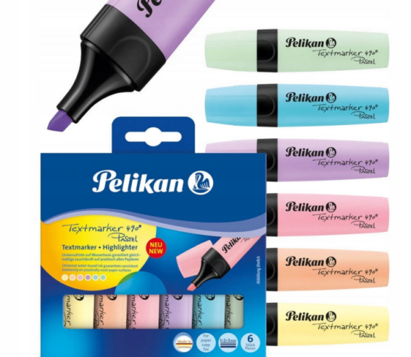 טוש הדגשה פסטל 490 PELIKAN בסט 6 יח'